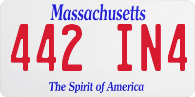 MA license plate 442IN4