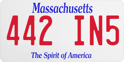 MA license plate 442IN5