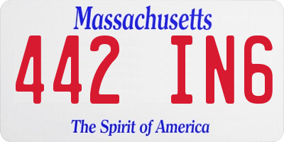 MA license plate 442IN6