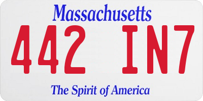 MA license plate 442IN7