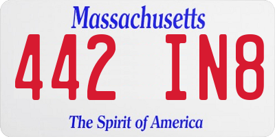 MA license plate 442IN8