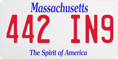 MA license plate 442IN9