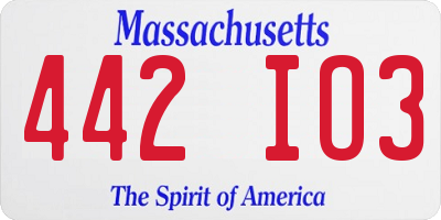 MA license plate 442IO3