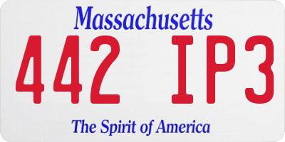 MA license plate 442IP3