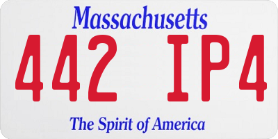MA license plate 442IP4