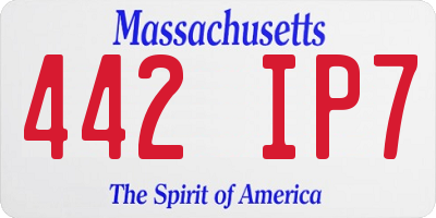 MA license plate 442IP7