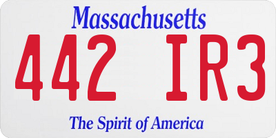 MA license plate 442IR3