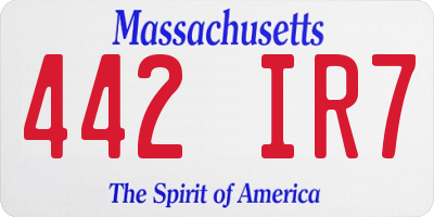 MA license plate 442IR7