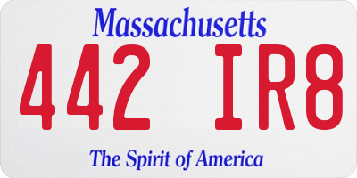 MA license plate 442IR8