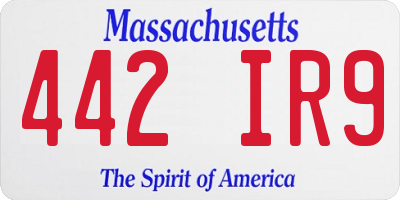 MA license plate 442IR9