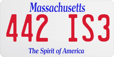 MA license plate 442IS3