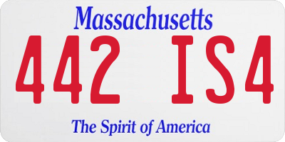 MA license plate 442IS4