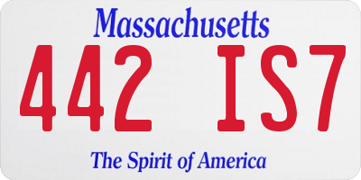 MA license plate 442IS7