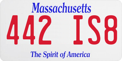 MA license plate 442IS8