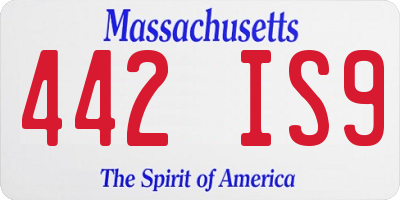 MA license plate 442IS9
