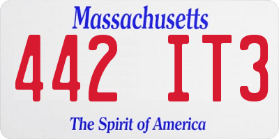 MA license plate 442IT3