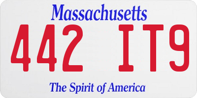 MA license plate 442IT9