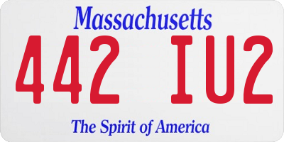 MA license plate 442IU2
