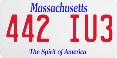 MA license plate 442IU3