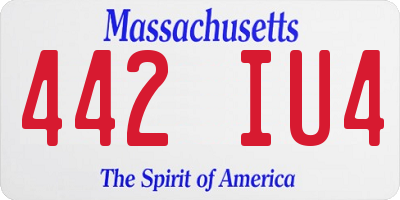 MA license plate 442IU4