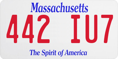 MA license plate 442IU7