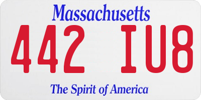 MA license plate 442IU8