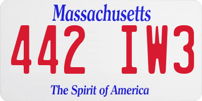 MA license plate 442IW3