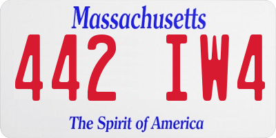 MA license plate 442IW4
