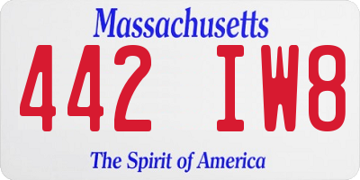 MA license plate 442IW8
