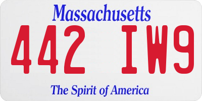 MA license plate 442IW9