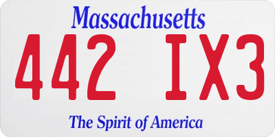 MA license plate 442IX3