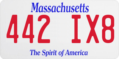 MA license plate 442IX8