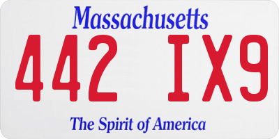 MA license plate 442IX9