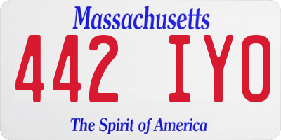MA license plate 442IY0