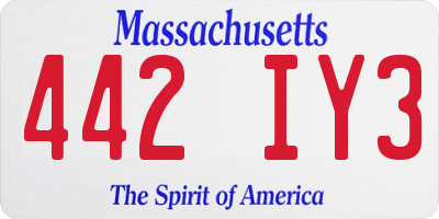 MA license plate 442IY3