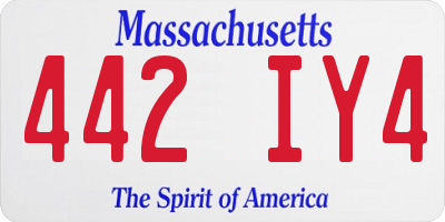 MA license plate 442IY4