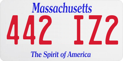 MA license plate 442IZ2