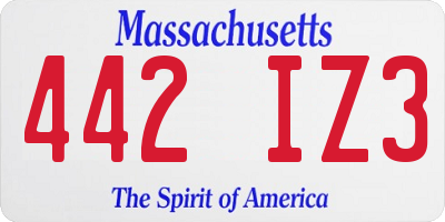 MA license plate 442IZ3