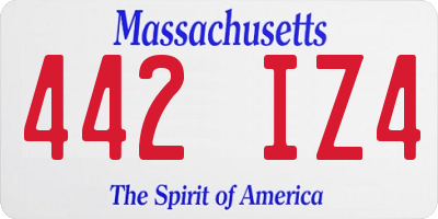 MA license plate 442IZ4