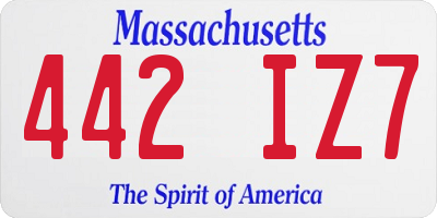 MA license plate 442IZ7
