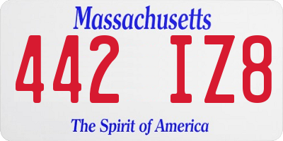 MA license plate 442IZ8