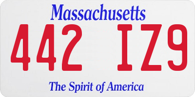 MA license plate 442IZ9