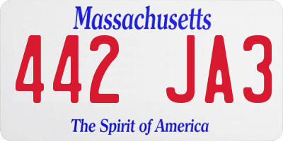 MA license plate 442JA3