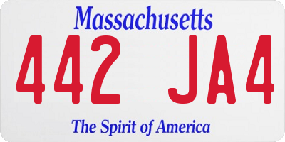 MA license plate 442JA4