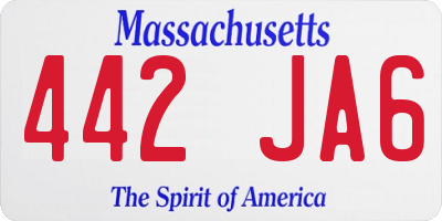 MA license plate 442JA6