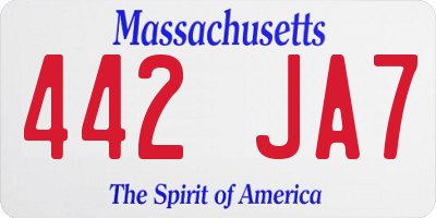 MA license plate 442JA7