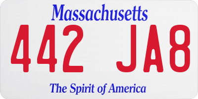MA license plate 442JA8