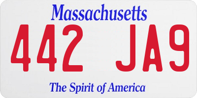 MA license plate 442JA9