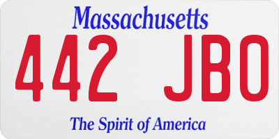 MA license plate 442JB0