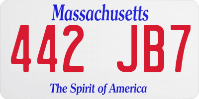 MA license plate 442JB7